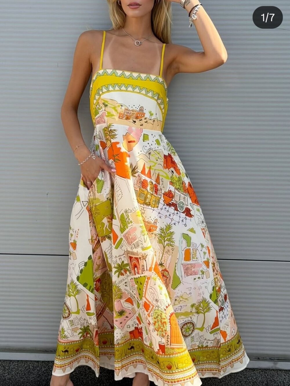 Alemais 100% Linen Bazaar Maxi Vacation Sundress Size US 6